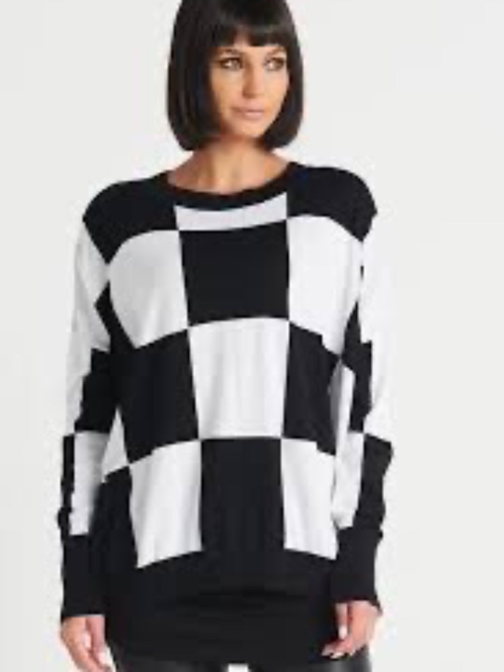 Karl Lagerfeld Paris Colorblock Checkerboard Knit Sweater Top XS - M